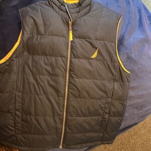 Navy and Yellow reversible quilted Vest with Accents